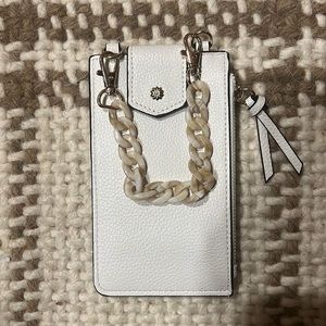 White phone holder with Crossbody strap